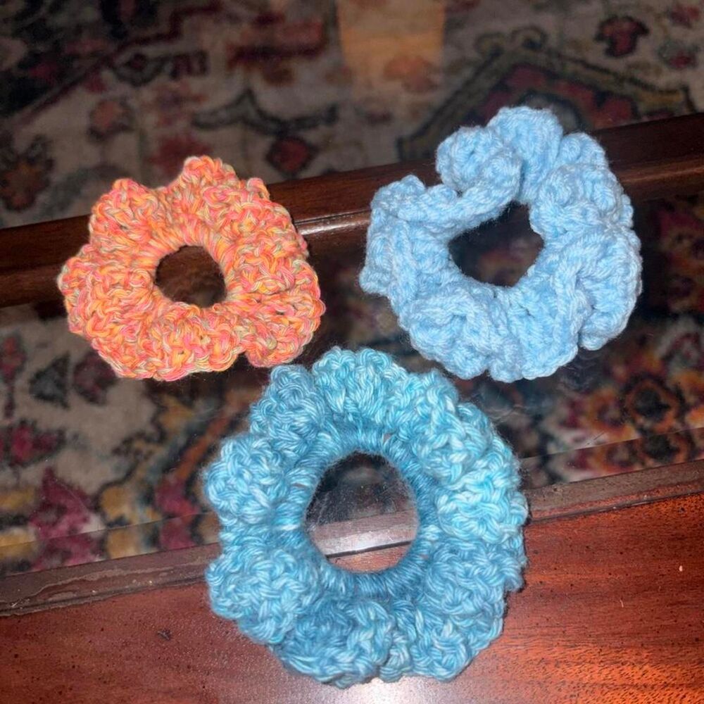 Handmade Crochet Scrunchie Trio